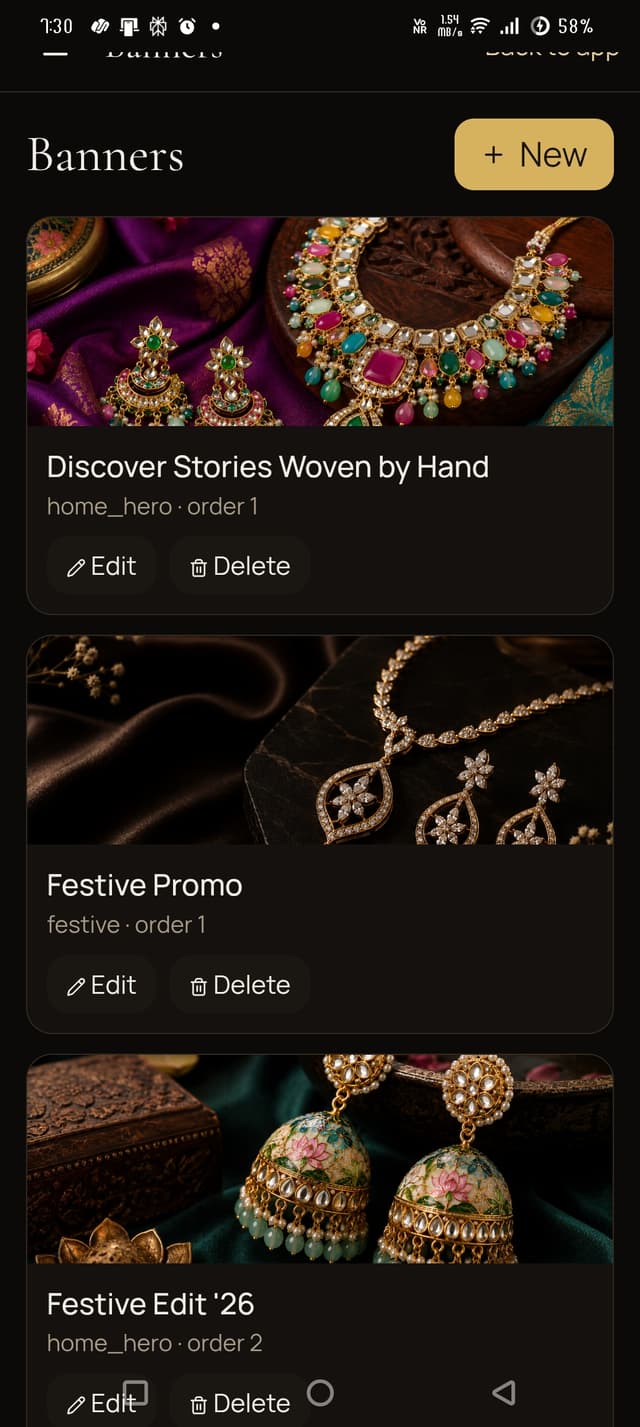 Homepage banner management in the owner dashboard