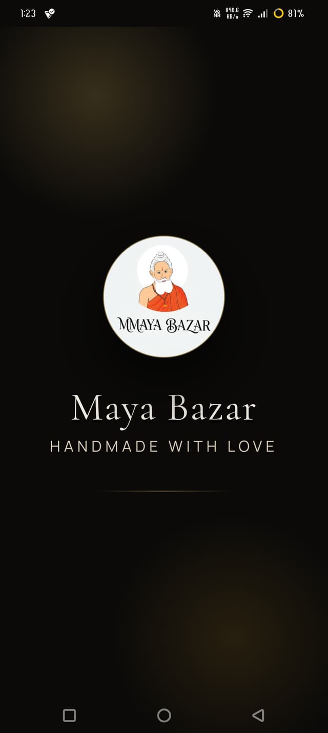 Maya Bazar app welcome screen