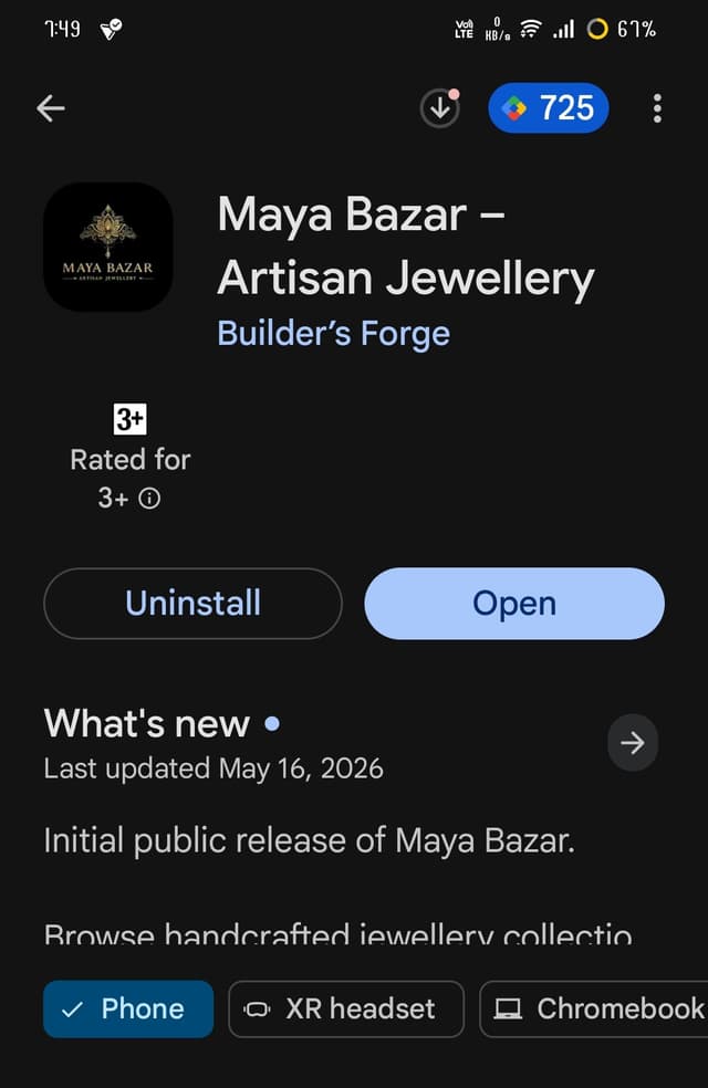 Maya Bazar listing on the Google Play Store