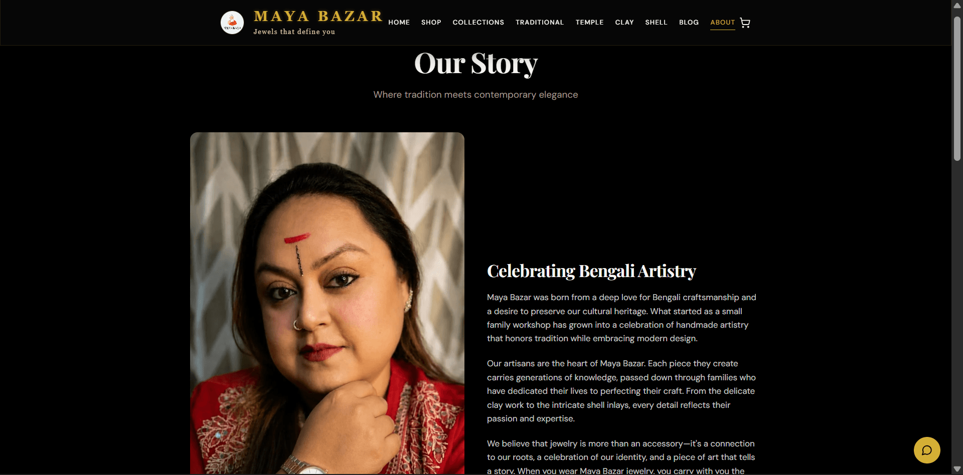 Maya Bazar website brand story page