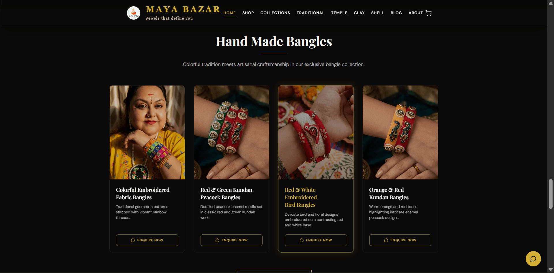 Maya Bazar website product section